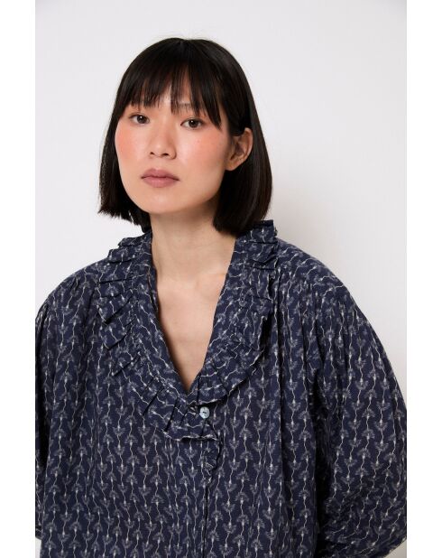 Marineblauwe katoenen blouse Maribel Florinda