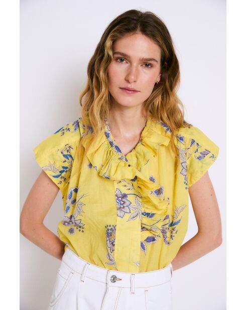 Blouse en coton Isa Puntos jaune