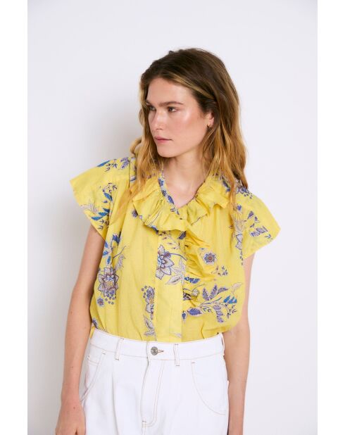 Blouse en coton Isa Puntos jaune