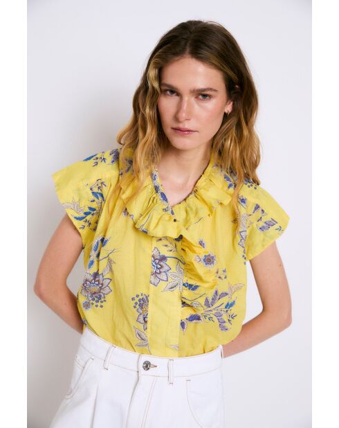 Blouse en coton Isa Puntos jaune