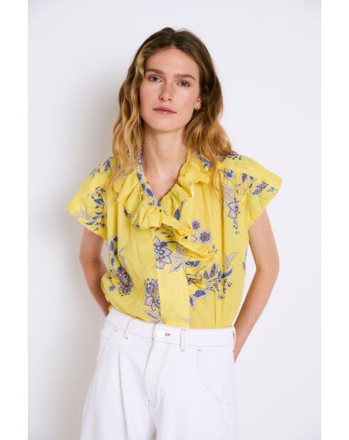 Blouse en coton Isa Puntos jaune
