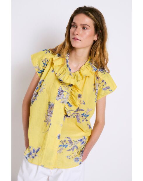 Blouse en coton Isa Puntos jaune