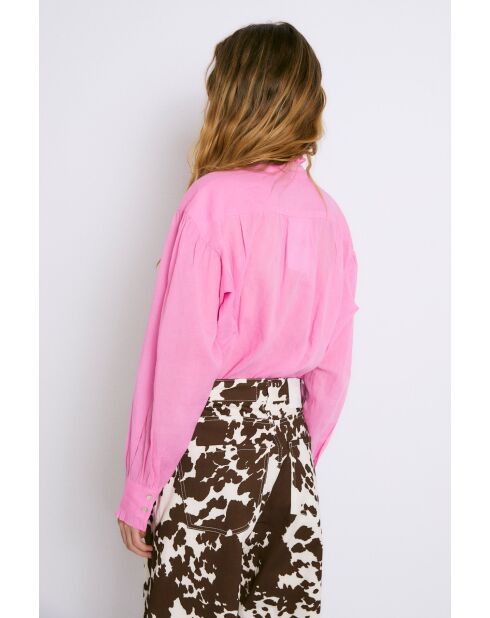 Maribel Voile roze katoenen blouse