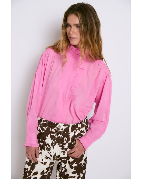 Maribel Voile roze katoenen blouse