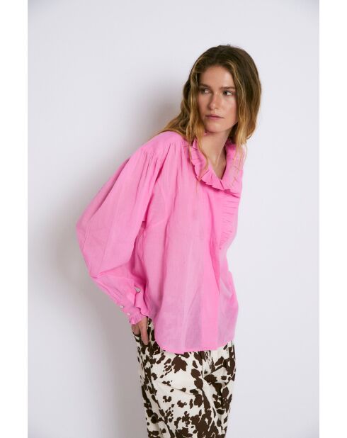 Maribel Voile roze katoenen blouse