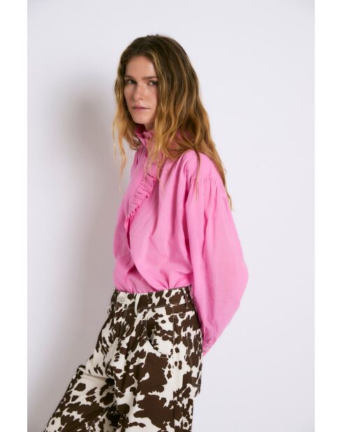 Maribel Voile roze katoenen blouse