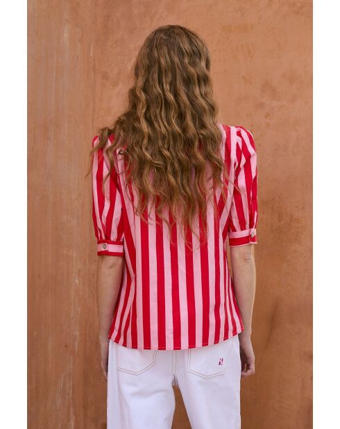 Blusa Lulu Rayas in cotone rosso
