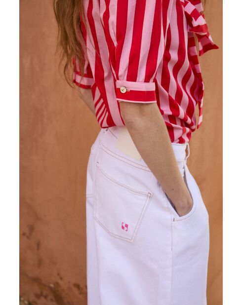 Blusa Lulu Rayas in cotone rosso