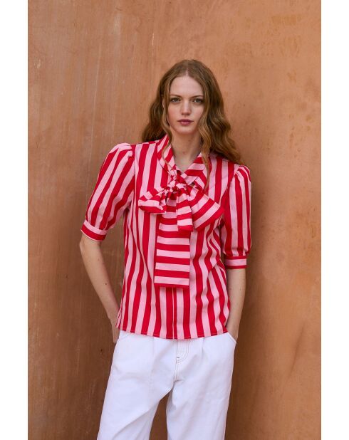 Blusa Lulu Rayas in cotone rosso