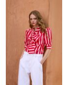 Blusa Lulu Rayas in cotone rosso