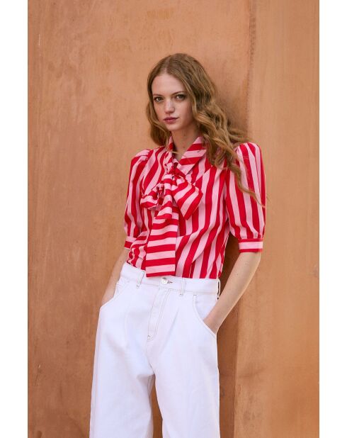 Blusa Lulu Rayas in cotone rosso