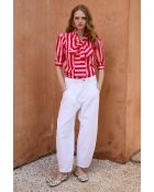 Blusa Lulu Rayas in cotone rosso