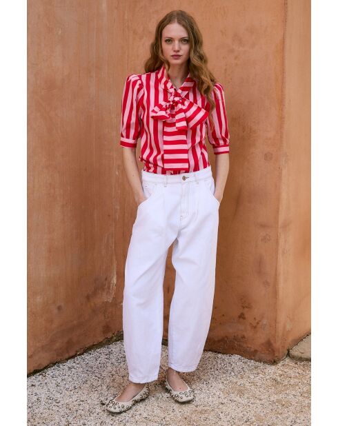 Blusa Lulu Rayas in cotone rosso