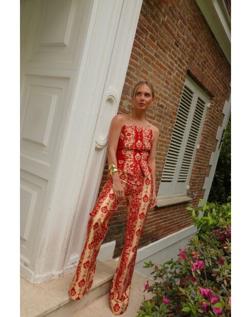 Pantalon en coton Mar Estampado rouge
