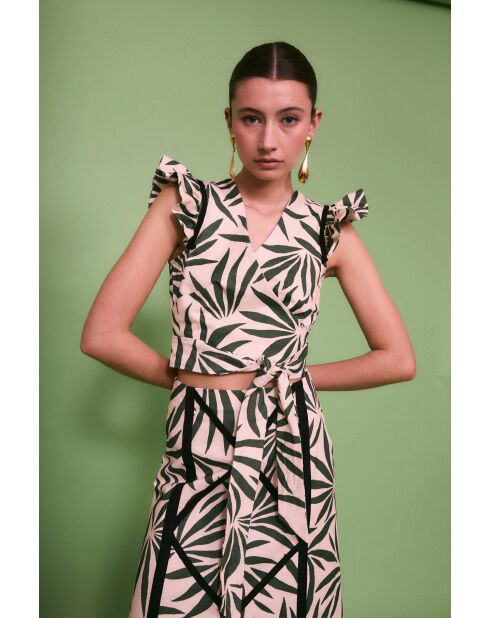 Top en coton Aspa Hojas vert