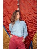 Maribel Voile blauwe katoenen blouse