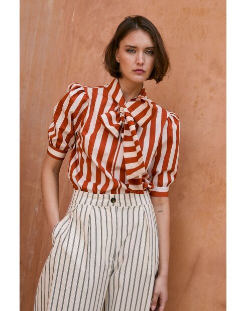 Blouse en coton Lulu Rayas teja