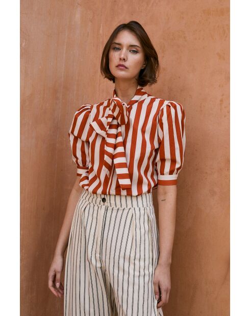 Blouse en coton Lulu Rayas teja