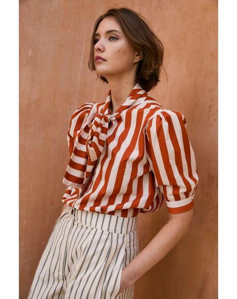 Blouse en coton Lulu Rayas teja