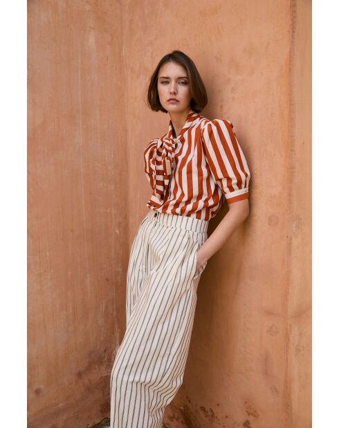 Blouse en coton Lulu Rayas teja