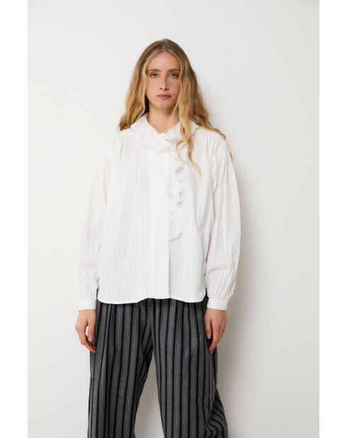 Maribel Trencilla ecru katoenen blouse