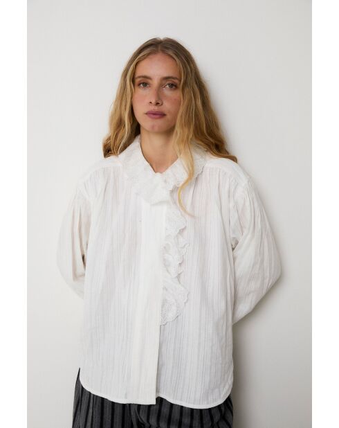 Maribel Trencilla ecru katoenen blouse