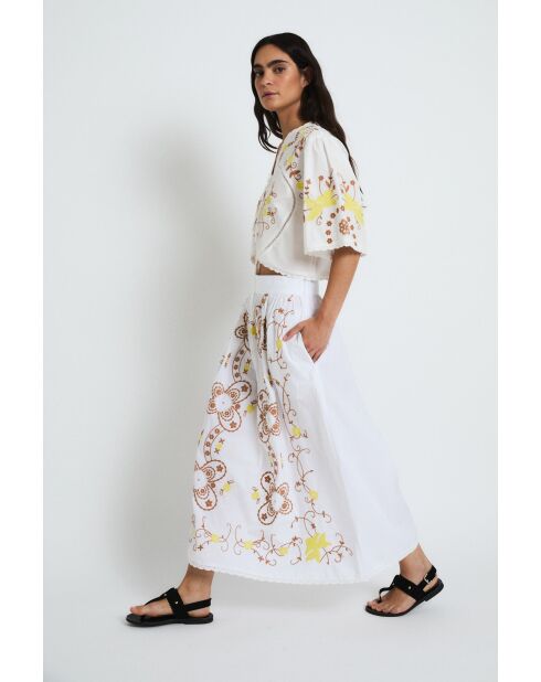 Amapola Embroidery ecru katoenen top