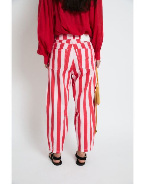 Jean en coton Boyfriend Barras rouge