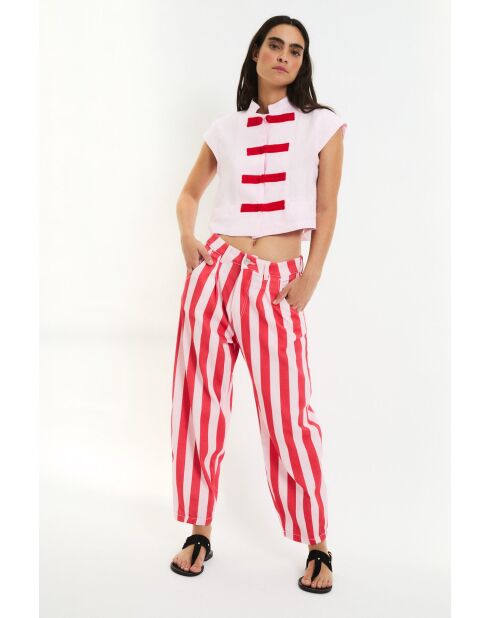 Jean en coton Boyfriend Barras rouge
