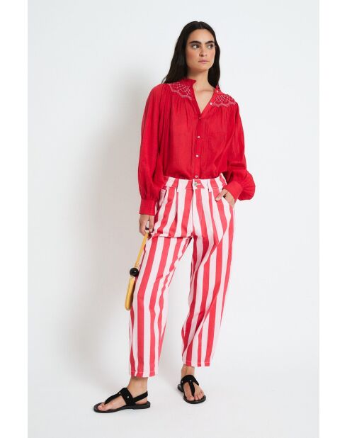 Boyfriend Barras rote Baumwolljeans