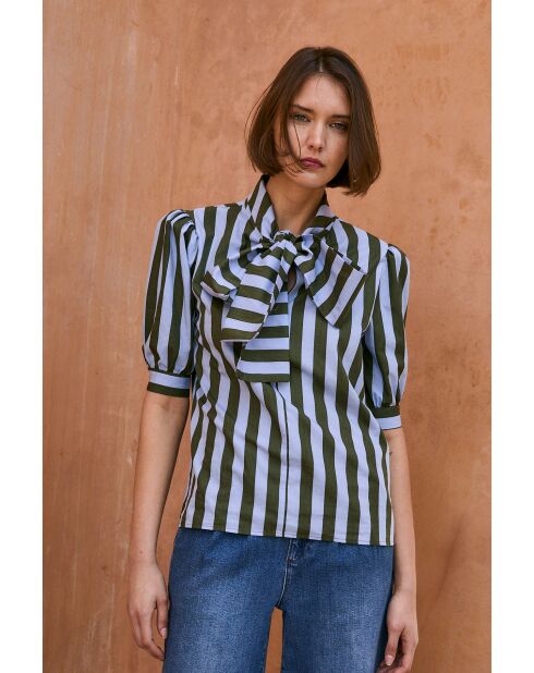 Blusa Lulu Rayas in cotone verde