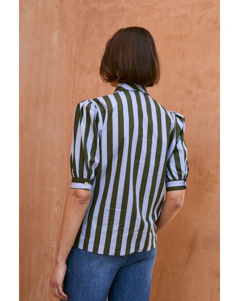 Blusa Lulu Rayas in cotone verde