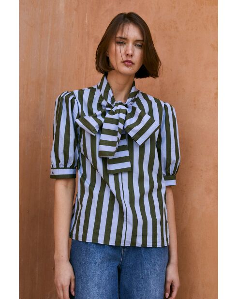Blusa Lulu Rayas in cotone verde