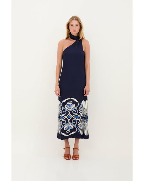Vestido halter Positano azul marino