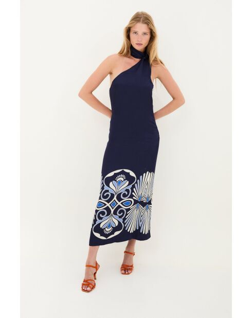 Vestido halter Positano azul marino