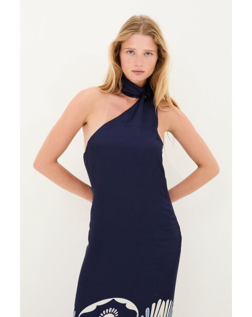 Vestido halter Positano azul marino