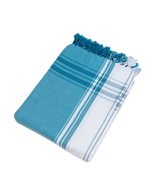 Fouta en coton bleu de Prusse - 100x200 cm