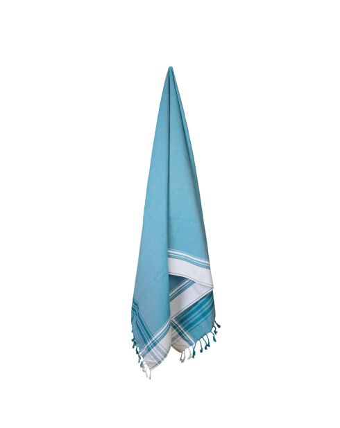 Fouta en coton bleu de Prusse - 100x200 cm