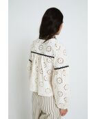 Blusa Cristina Troquelado in cotone ecru