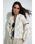 Blusa Cristina Troquelado in cotone ecru