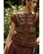 Top Sea Embroidery in cotone color cioccolato