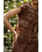 Top Sea Embroidery in cotone color cioccolato