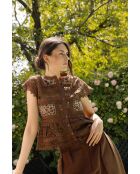Top Sea Embroidery in cotone color cioccolato