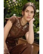 Top Sea Embroidery in cotone color cioccolato