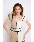Top beige in lino Dama Lino