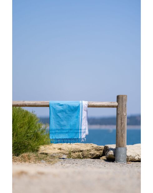 Fouta en coton turquoise - 100x200 cm