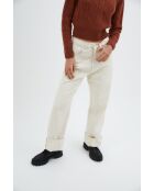 90'S Sarga ecrufarbene Baumwolljeans