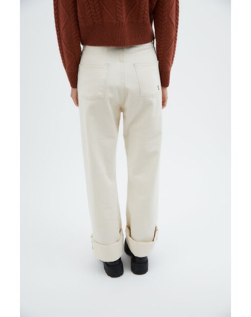 90'S Sarga ecrufarbene Baumwolljeans