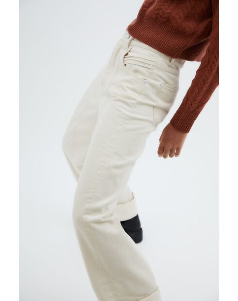 90'S Sarga ecrufarbene Baumwolljeans