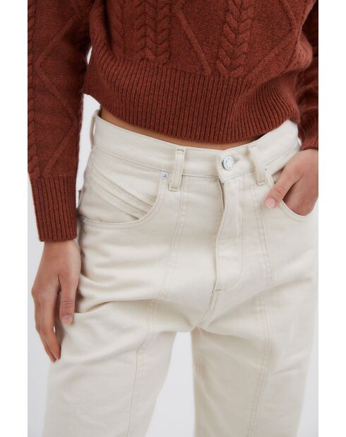 90'S Sarga ecrufarbene Baumwolljeans